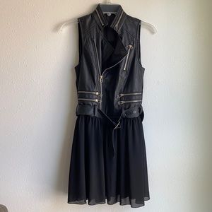 Biker Chic Moto Dress in Black Faux Leather